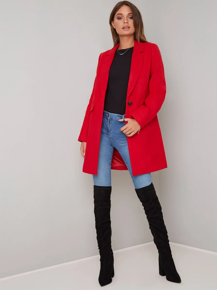 Tailored 3/4 Length Coat in Red sold by Chi Chi London product image thumbnail 3