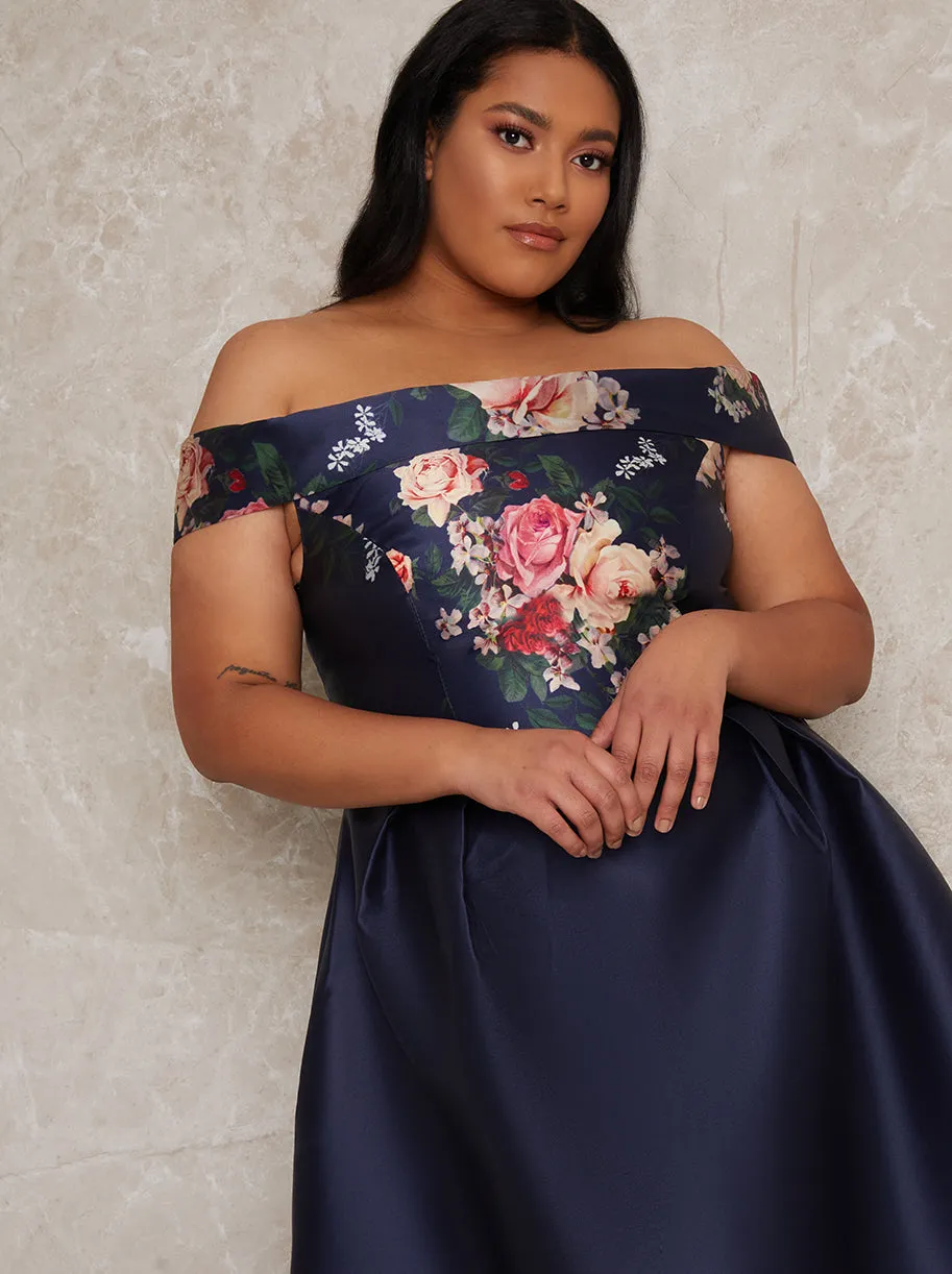 Plus Size Bardot Dip Hem Midi Occasion Dress sold by Chi Chi London product image thumbnail 3