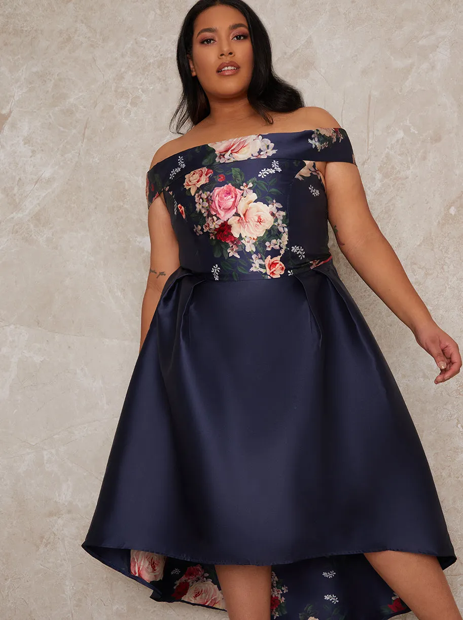 Plus Size Bardot Dip Hem Midi Occasion Dress sold by Chi Chi London product image thumbnail 2