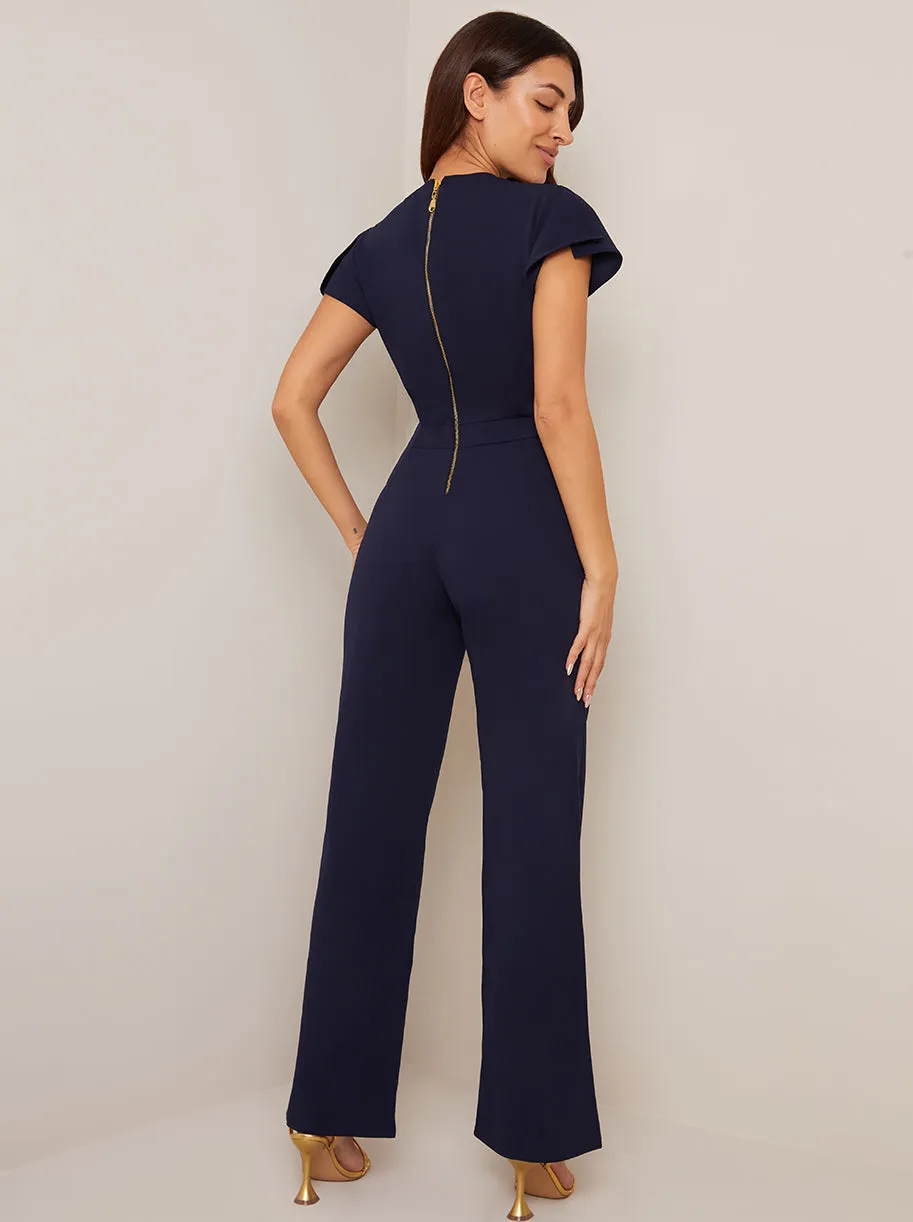 Short Sleeve Tailored Jumpsuit in Navy sold by Chi Chi London product image thumbnail 2