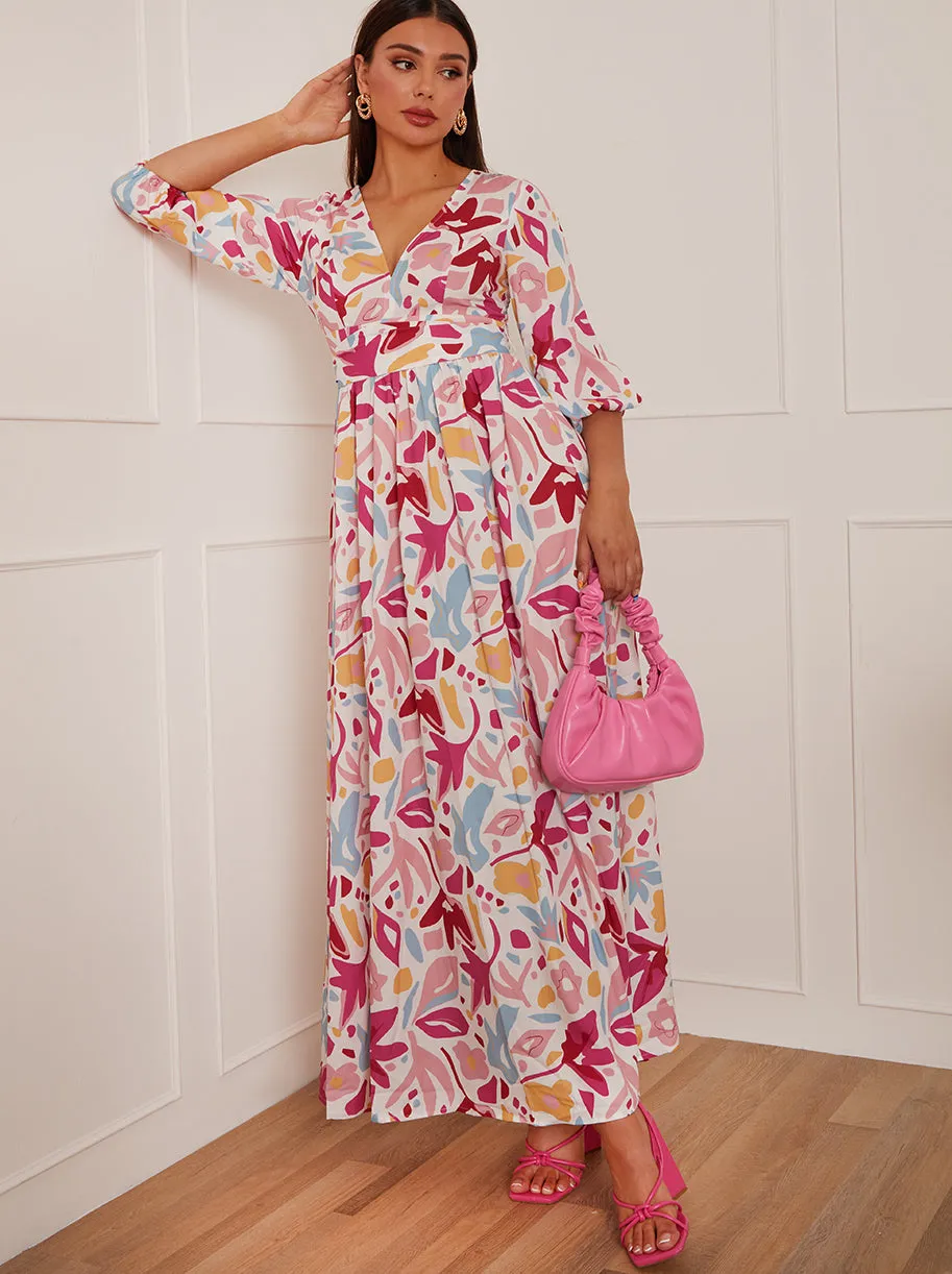 Floral Print Wrap Maxi Dress in Pink sold by Chi Chi London product image thumbnail 2