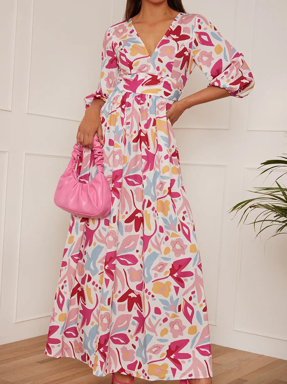 Floral Print Wrap Maxi Dress in Pink sold by Chi Chi London product image thumbnail 4