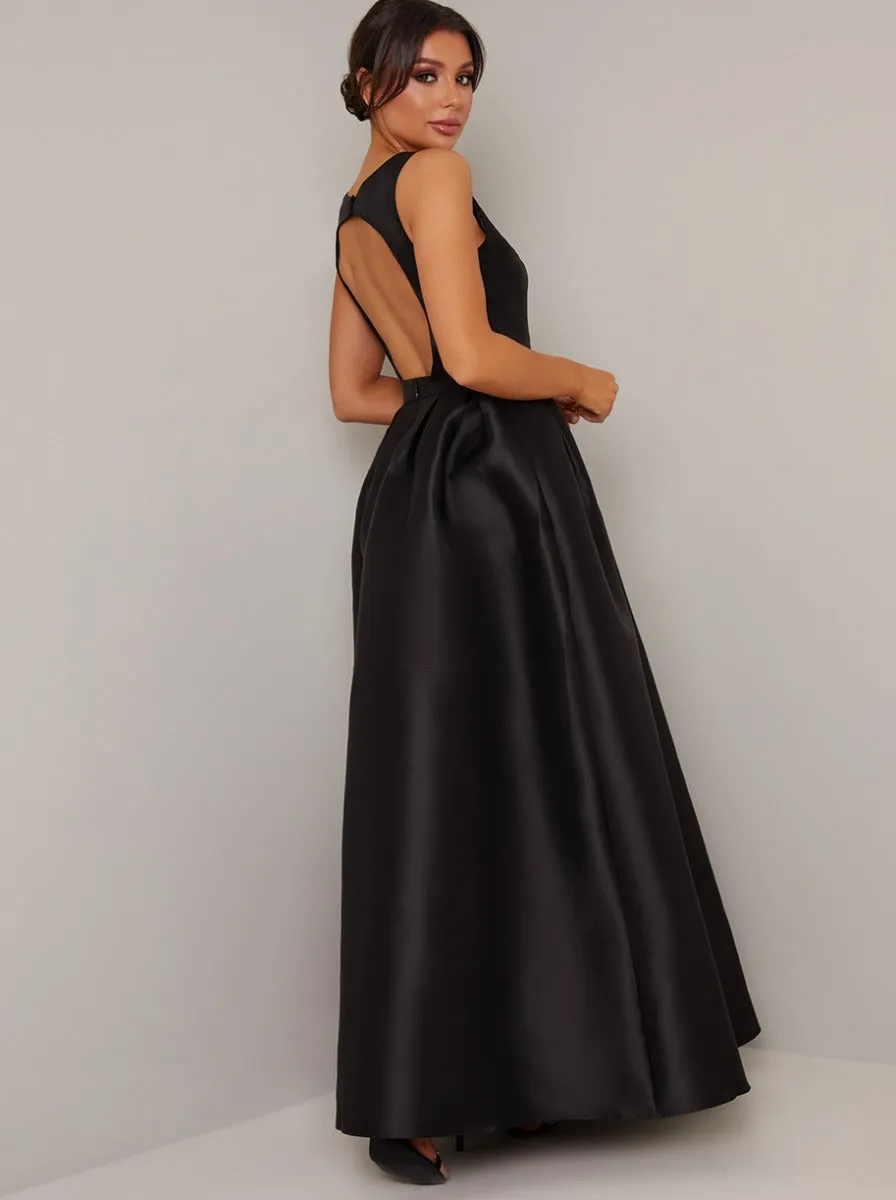 Satin Finish Elegant Maxi Dress in Black sold by Chi Chi London product image thumbnail 2