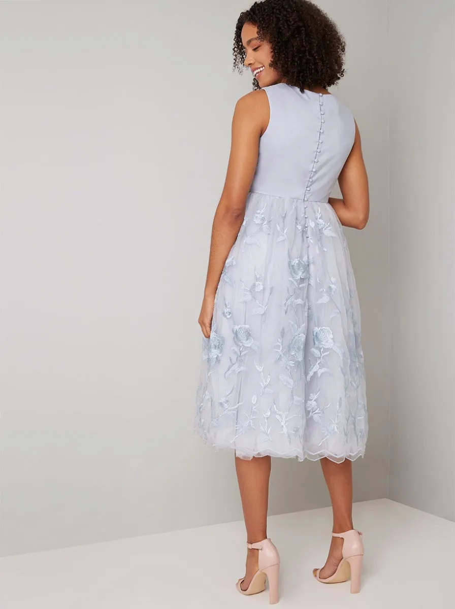 Maternity Emroidered Midi Dress in Grey sold by Chi Chi London product image thumbnail 4