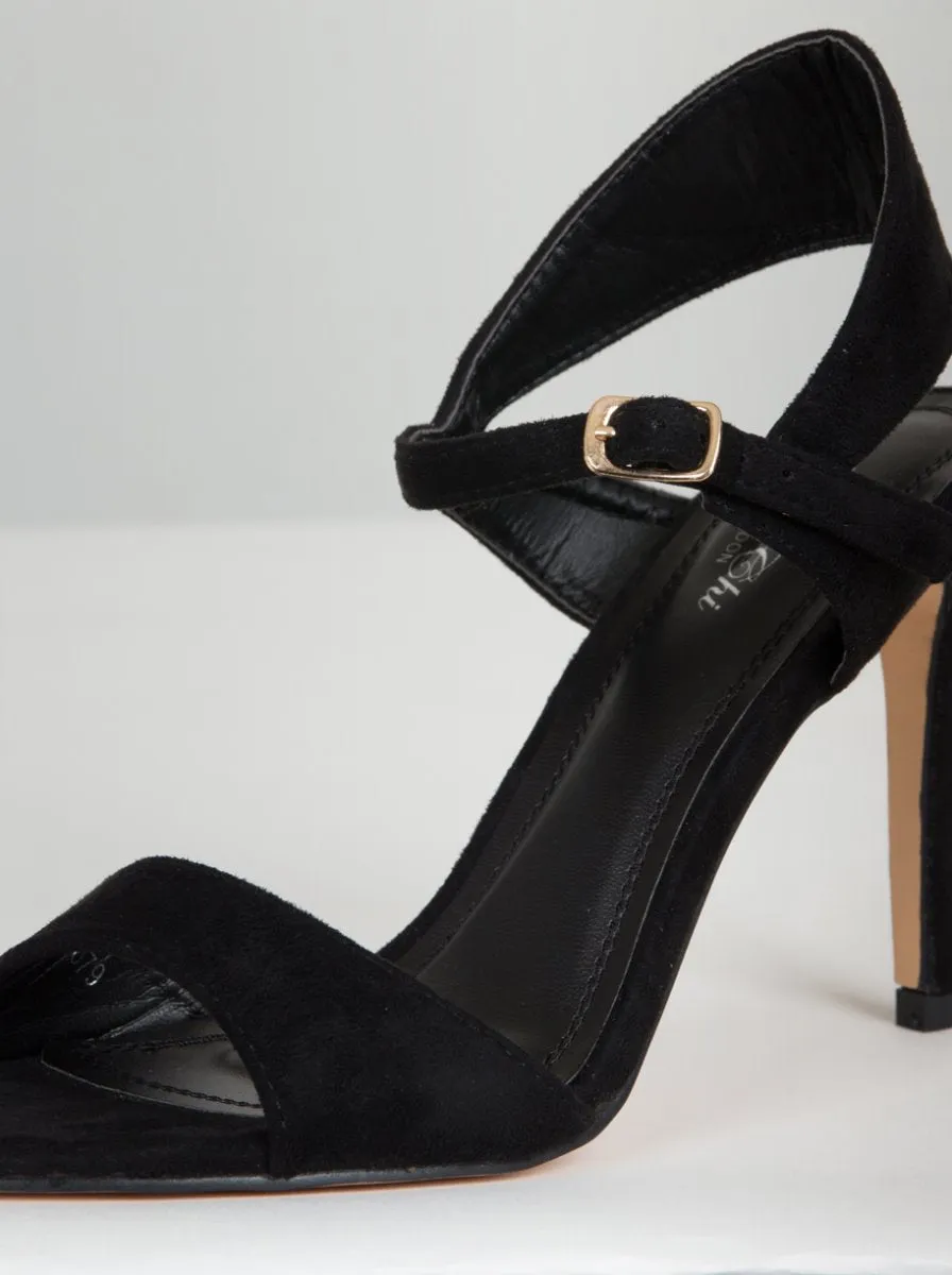 Faux Suede High Heel Strappy Sandal in Black sold by Chi Chi London product image thumbnail 4