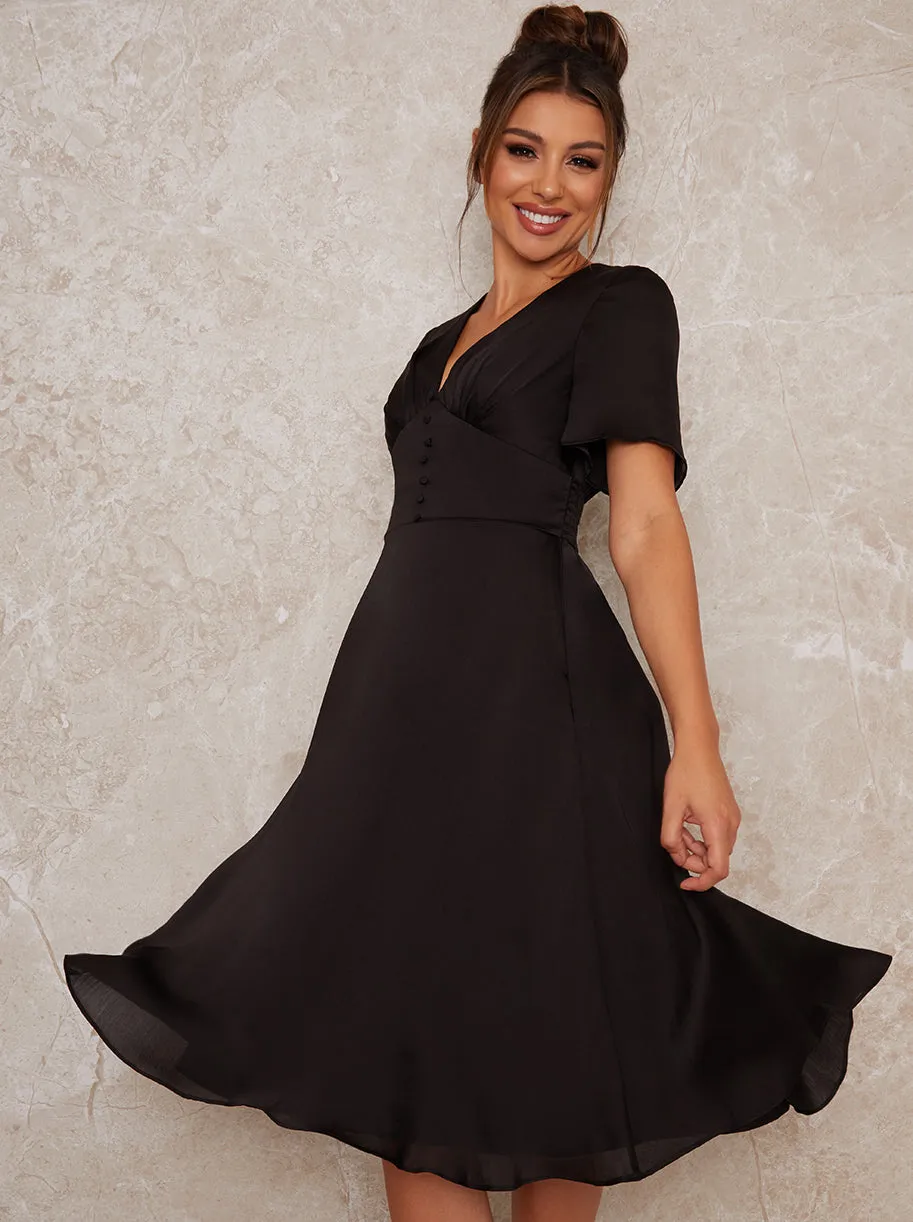 Midi Day Dress with Angel Sleeves in Black sold by Chi Chi London product image thumbnail 2