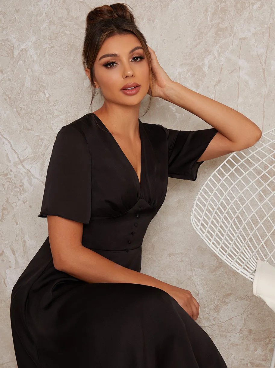 Midi Day Dress with Angel Sleeves in Black sold by Chi Chi London product image thumbnail 3