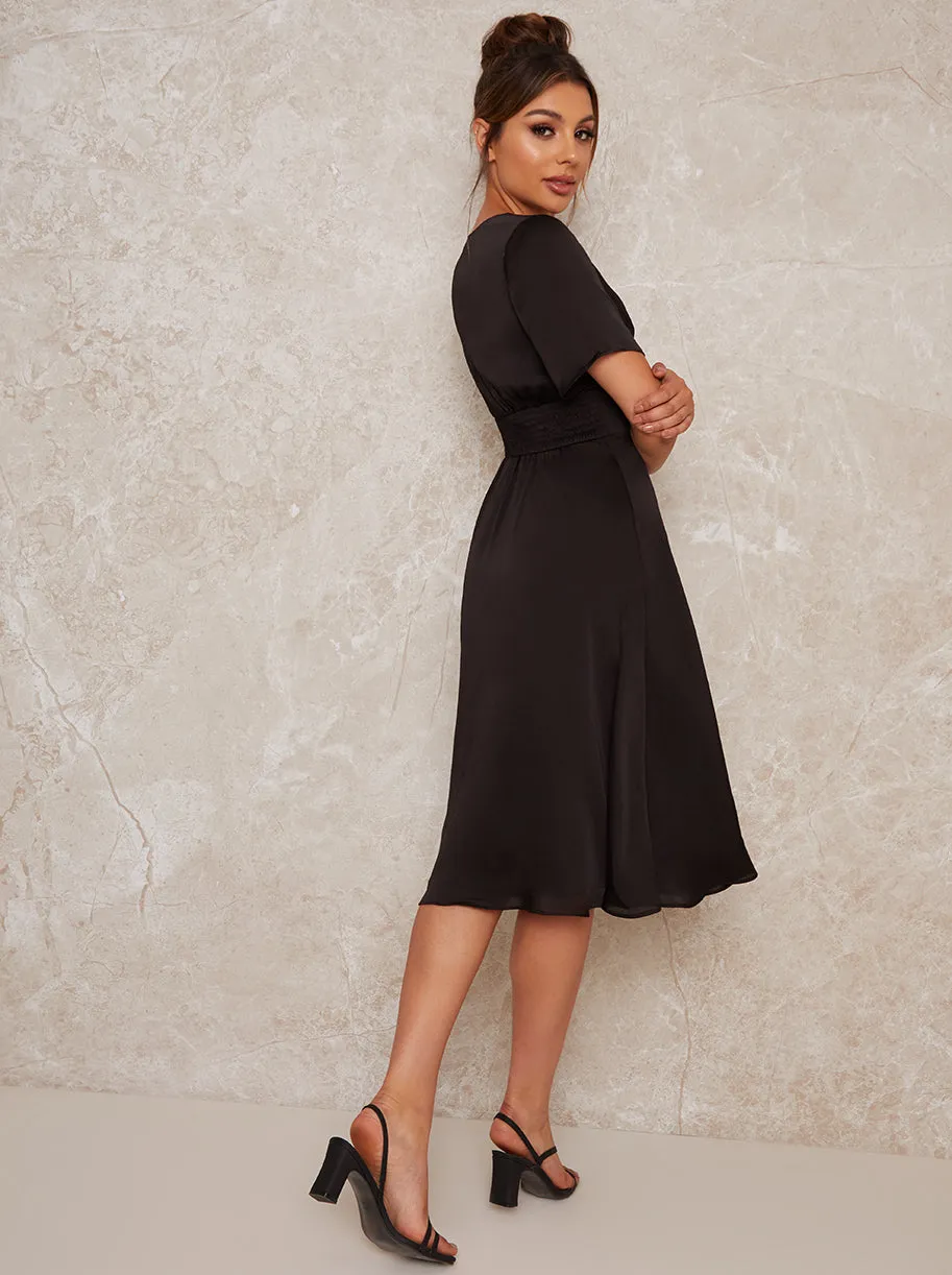 Midi Day Dress with Angel Sleeves in Black sold by Chi Chi London product image thumbnail 4