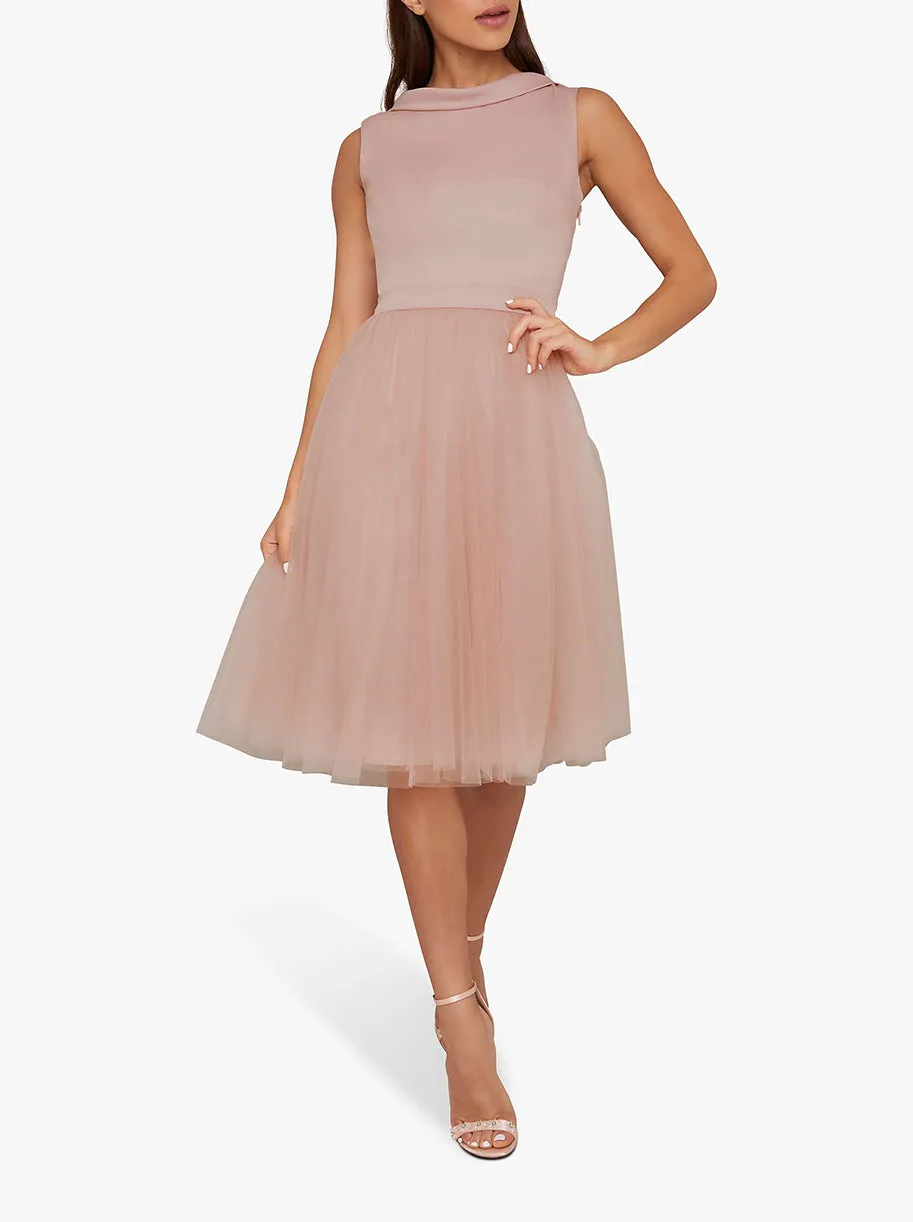 Tulle Skirt Skater Dress in Pink sold by Chi Chi London