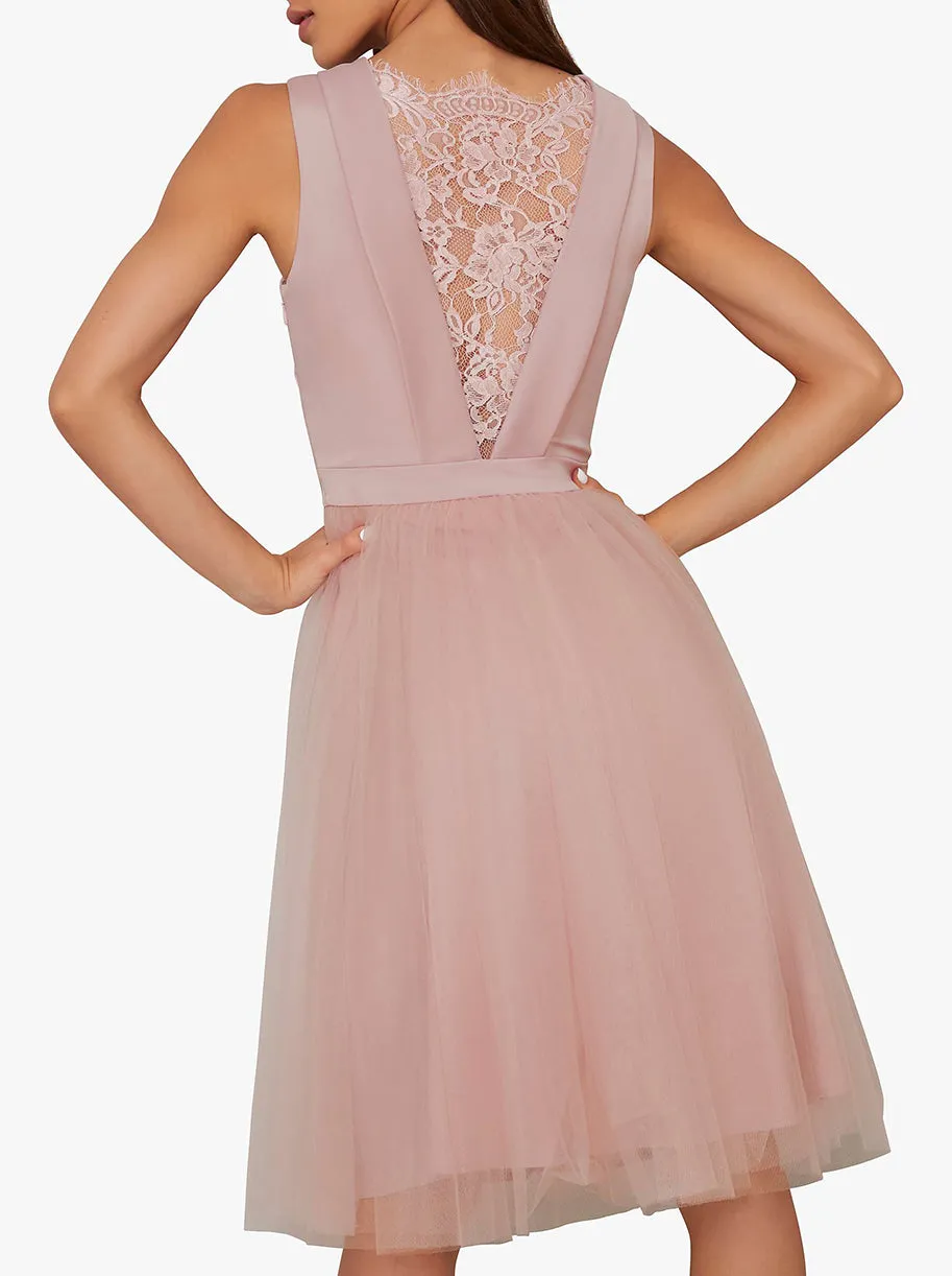 Tulle Skirt Skater Dress in Pink sold by Chi Chi London product image thumbnail 4