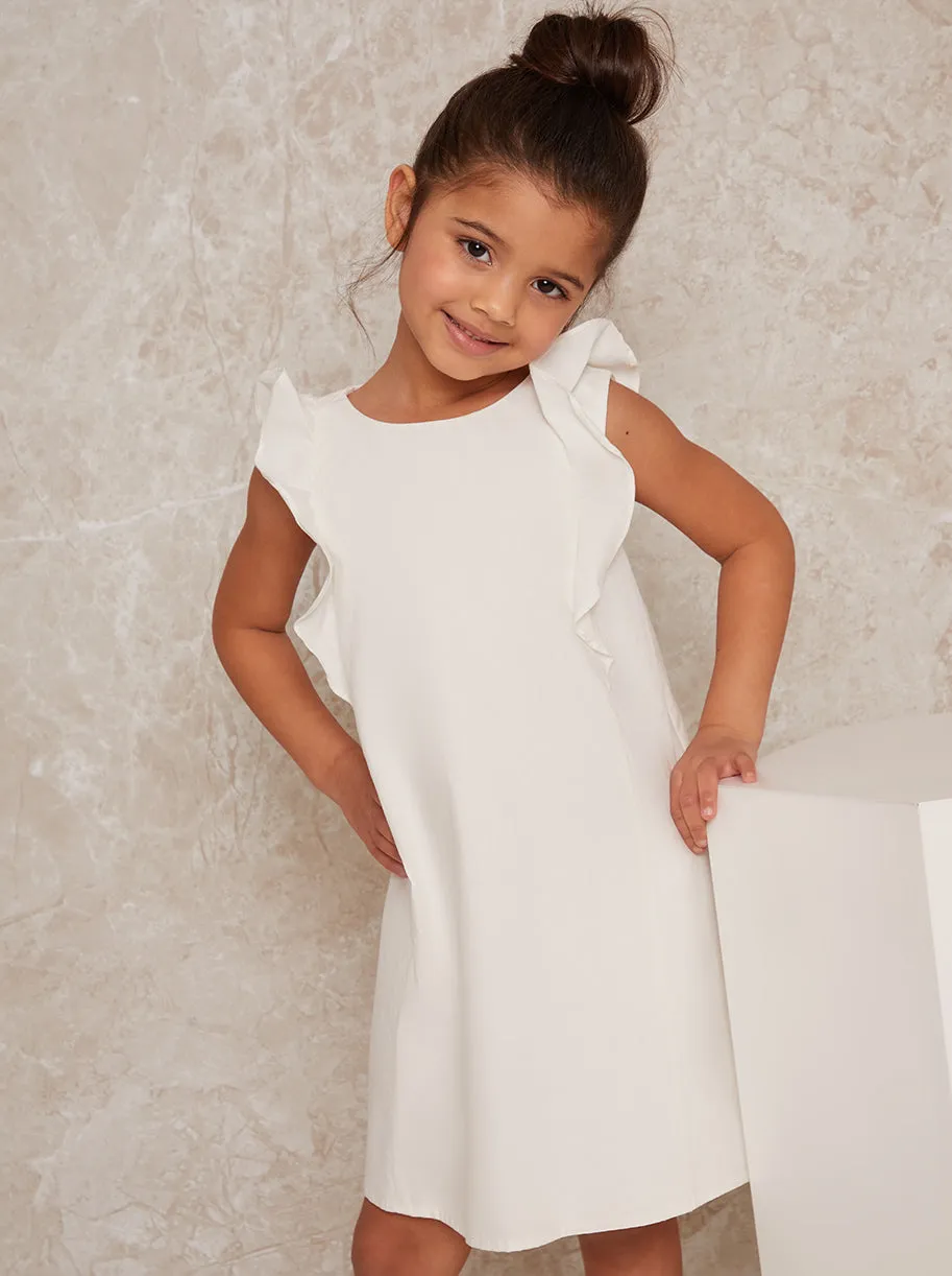 Girls Ruffle Detail Dress in White sold by Chi Chi London