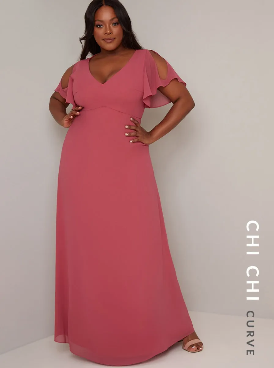 Plus Size Angel Sleeve Maxi Dress In Pink sold by Chi Chi London product image thumbnail 2
