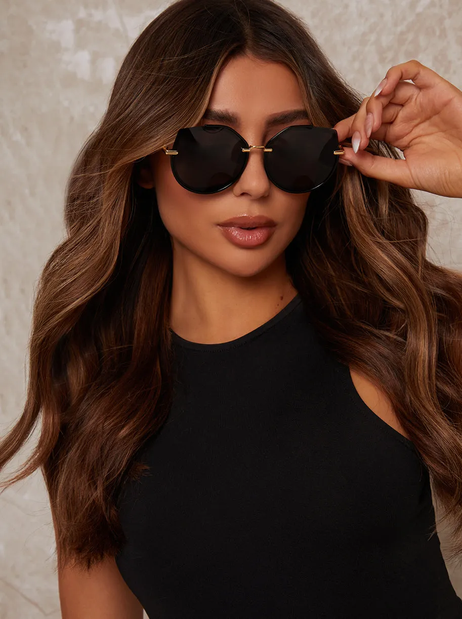 Oversized Rounded Cat Eye Sunglasses in Black sold by Chi Chi London product image thumbnail 2