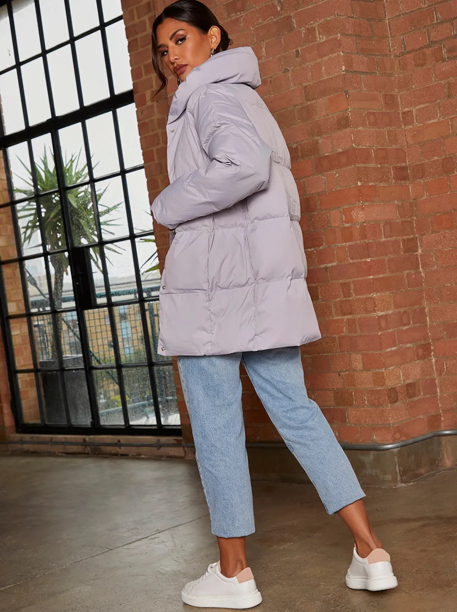 Padded Puffer Coat in Grey sold by Chi Chi London product image thumbnail 3