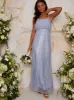 Sequin Cami Style Maxi Dress In Blue sold by Chi Chi London