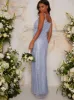 Sequin Cami Style Maxi Dress In Blue sold by Chi Chi London