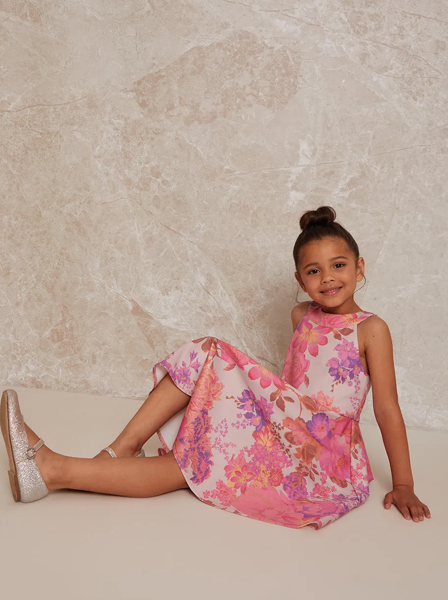 Girls Floral Print Halterneck Dress in Multicolour sold by Chi Chi London product image thumbnail 4