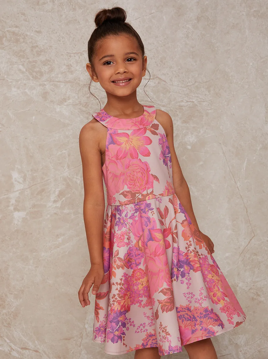 Girls Floral Print Halterneck Dress in Multicolour sold by Chi Chi London product image thumbnail 2