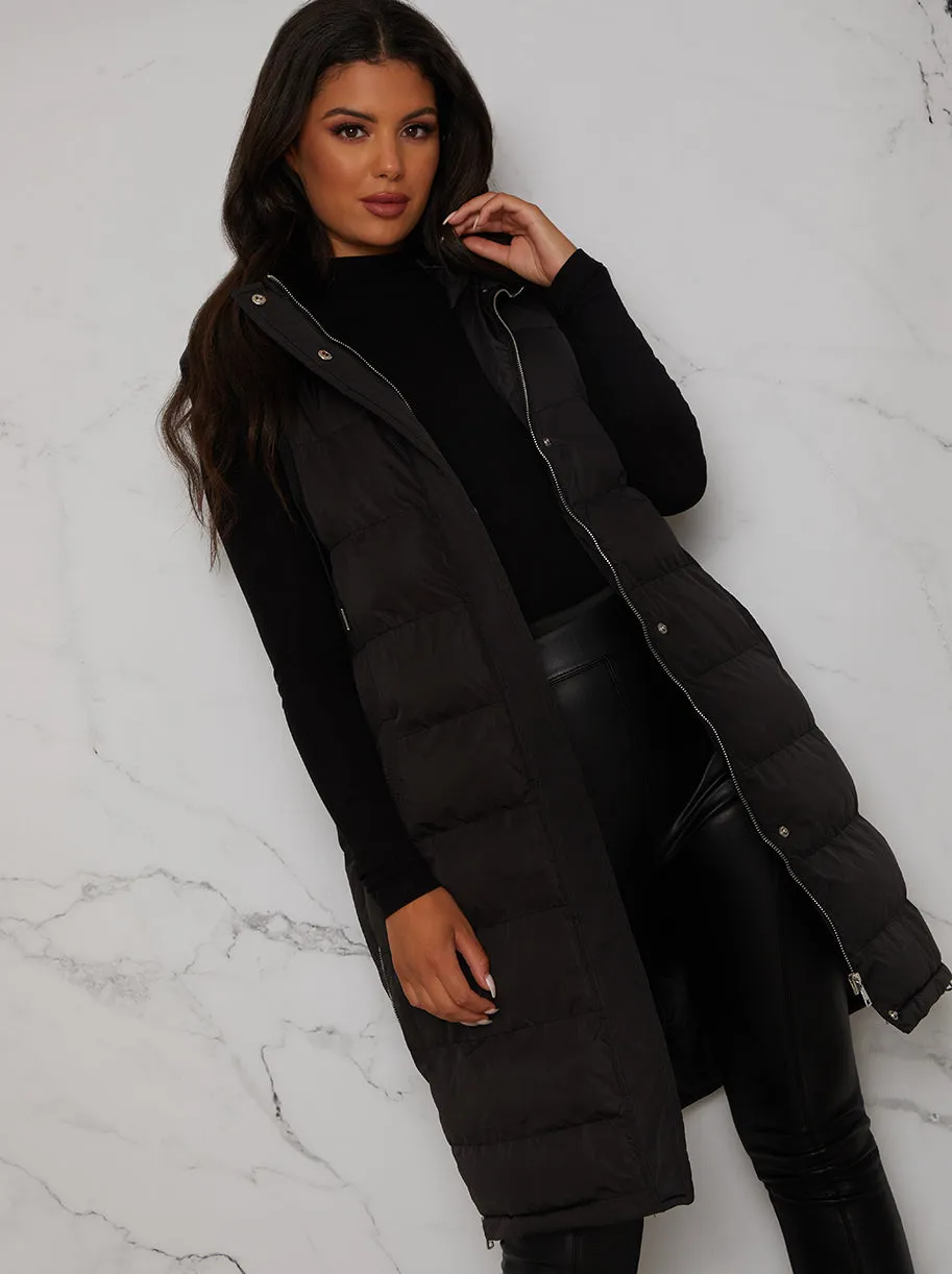 Longline Padded Puffer Gilet in Black sold by Chi Chi London product image thumbnail 2