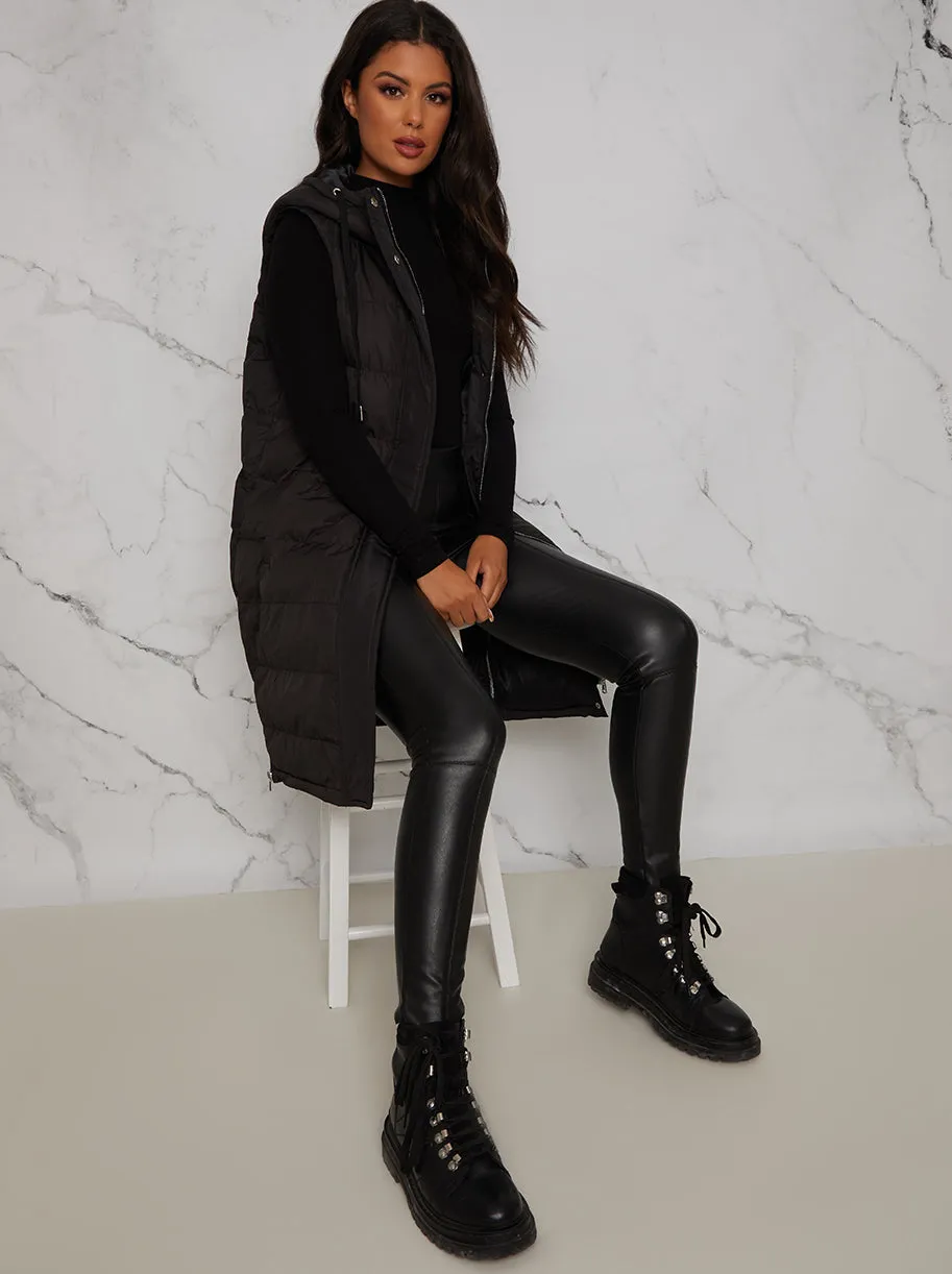 Longline Padded Puffer Gilet in Black sold by Chi Chi London product image thumbnail 3