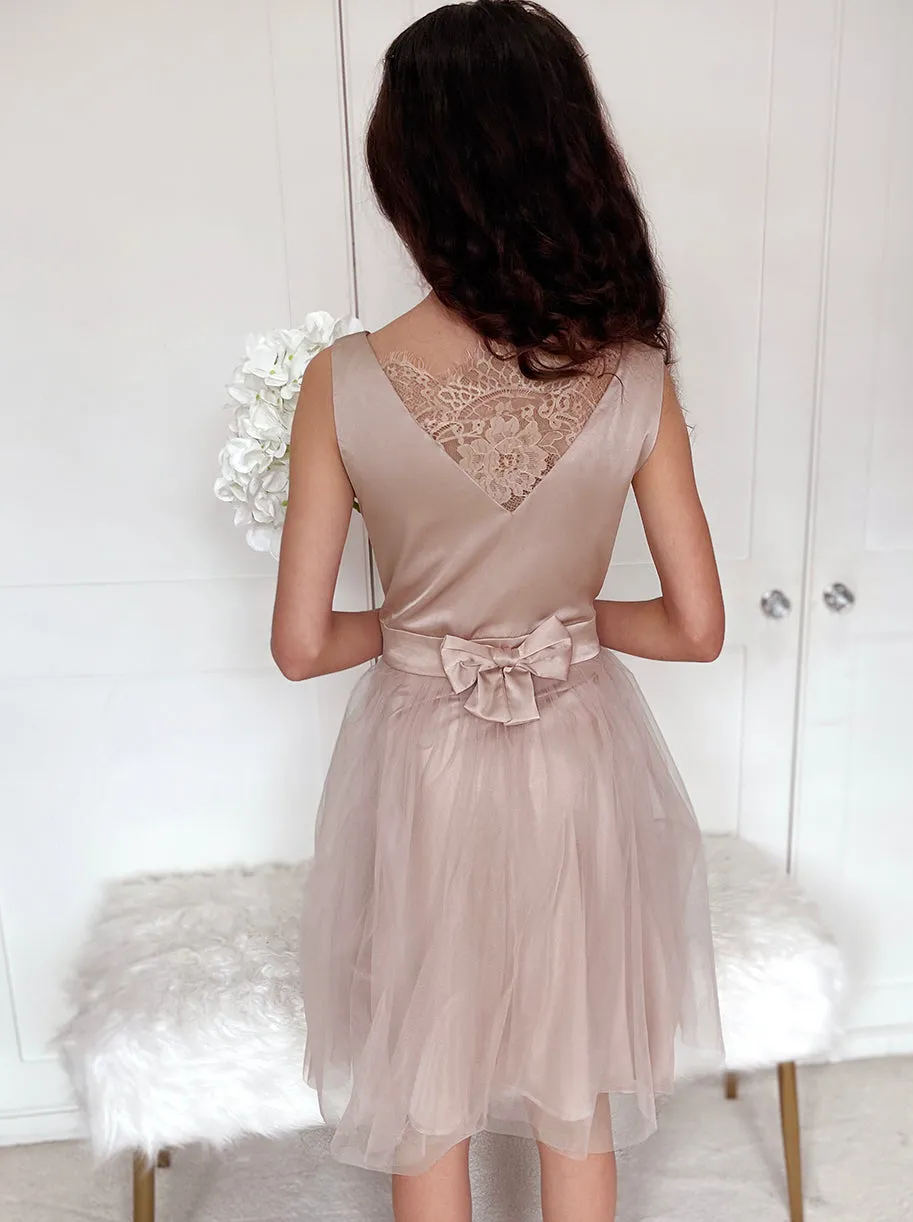 Older Girls Satin Bodice Tutu Midi Dress in Champagne sold by Chi Chi London product image thumbnail 3