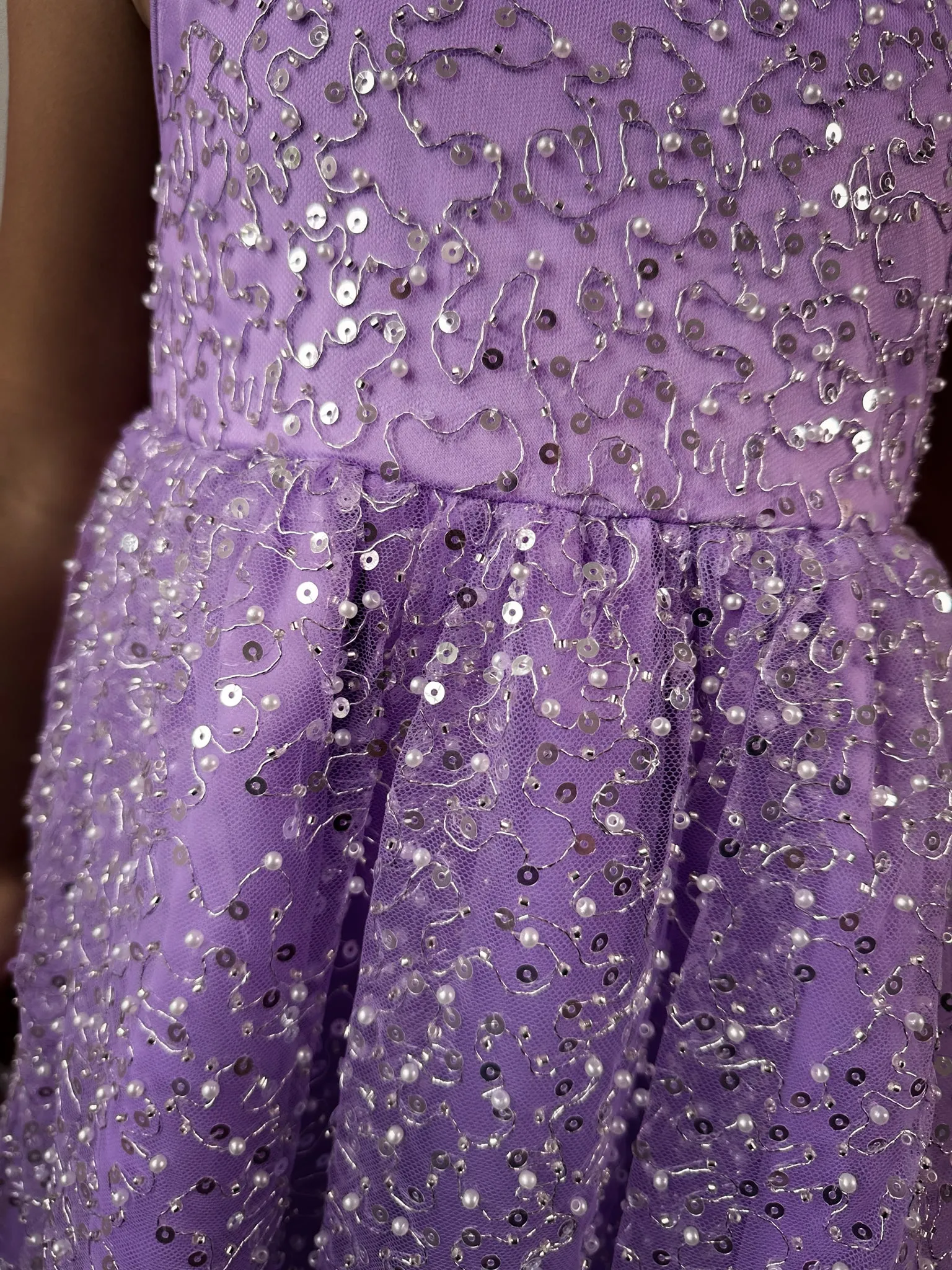 Girls Sequin Beaded Midi Dress in Lilac sold by Chi Chi London product image thumbnail 3