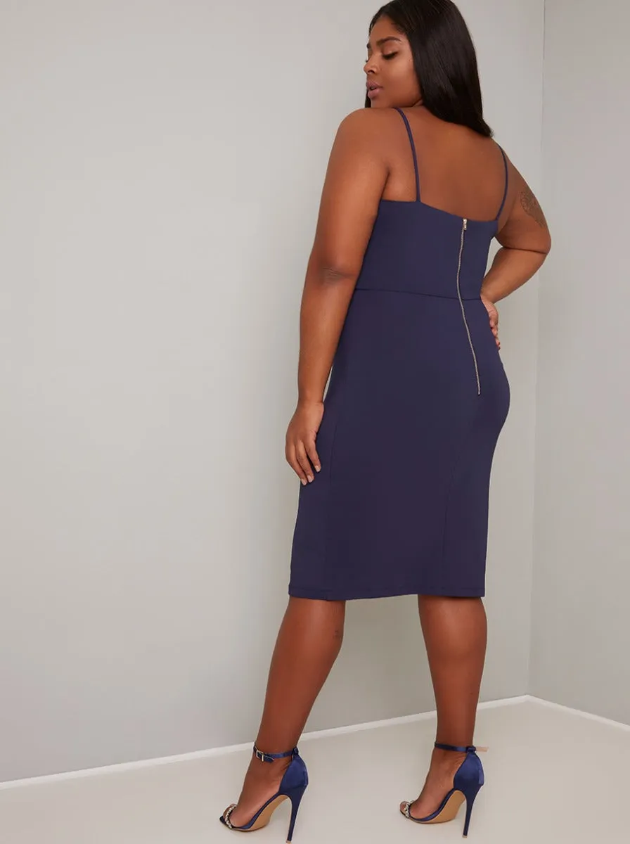 Halter Neck Embroidered Bodycon Dress in Navy sold by Chi Chi London product image thumbnail 4