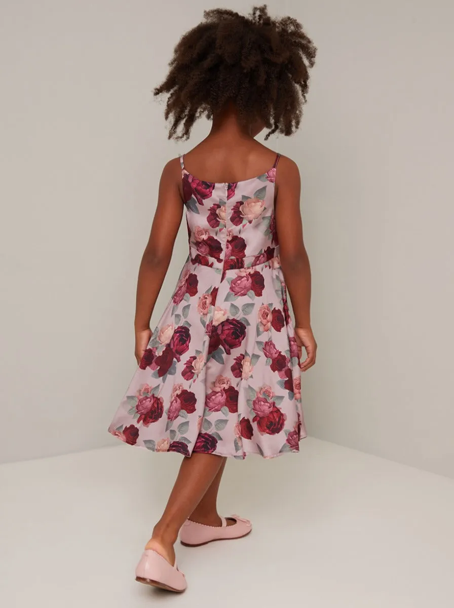 Girls Cami Strap Floral Print Midi Dress in Pink sold by Chi Chi London product image thumbnail 4