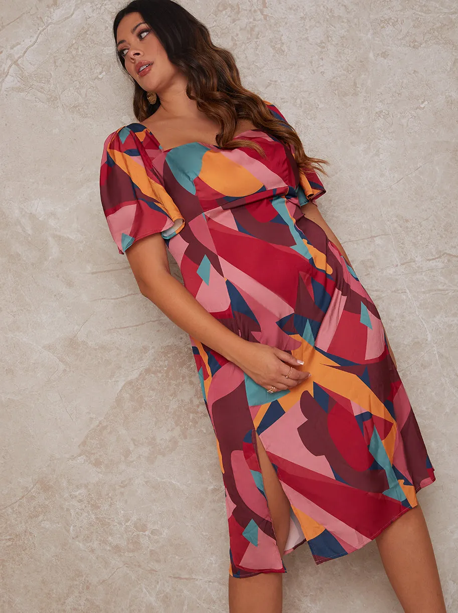 Plus Size Square Neck Graphic Print Midi Dress in Multi sold by Chi Chi London product image thumbnail 4