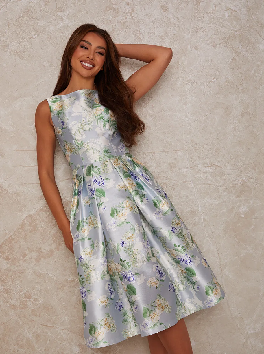 Floral Print Midi Dress in Blue sold by Chi Chi London product image thumbnail 3
