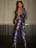 One Shoulder Floral Jacquard Jumpsuit in Purple sold by Chi Chi London