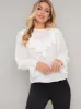 Balloon Sleeved Lace Frill Top in White sold by Chi Chi London