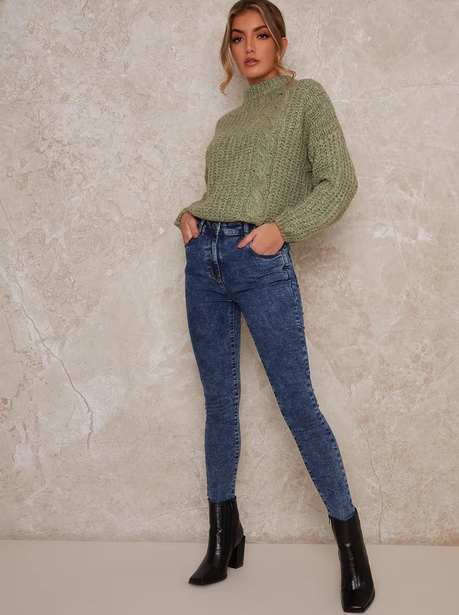 High Rise Acid Was Skinny Jeans in Blue sold by Chi Chi London