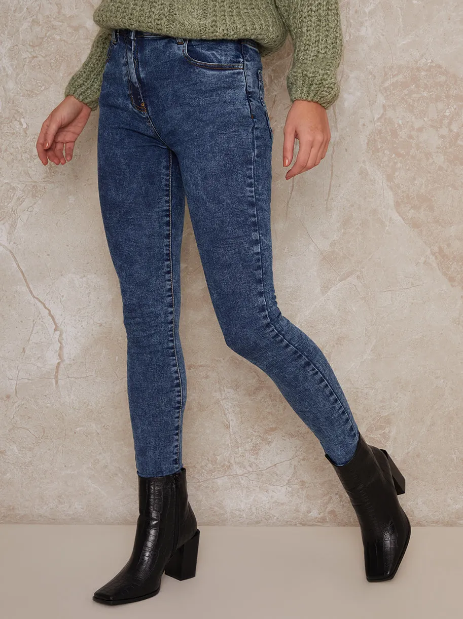 High Rise Acid Was Skinny Jeans in Blue sold by Chi Chi London product image thumbnail 2