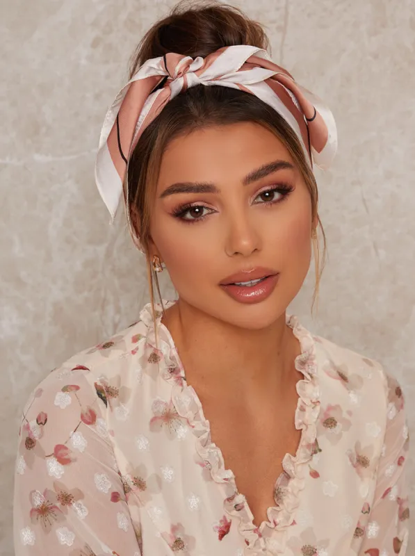 Line Print Hair Scarf in Multi sold by Chi Chi London