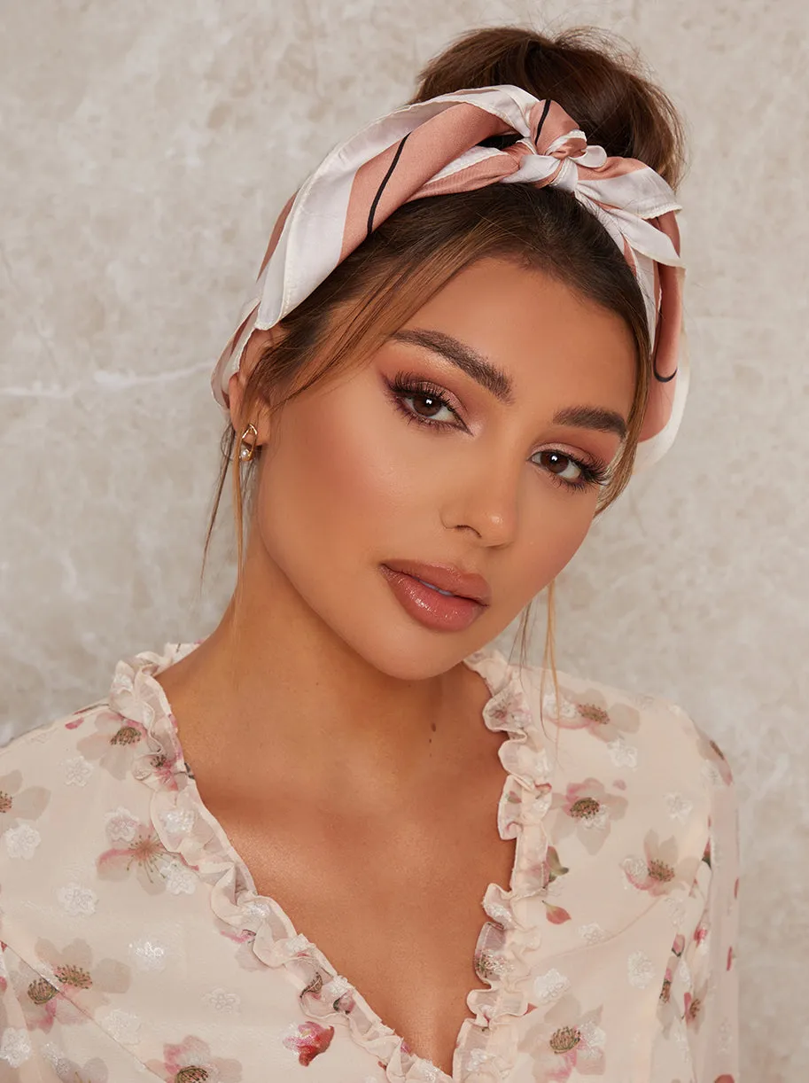 Line Print Hair Scarf in Multi sold by Chi Chi London product image thumbnail 3