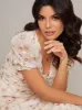 Jaquard Floral Print Day Dress in Cream sold by Chi Chi London