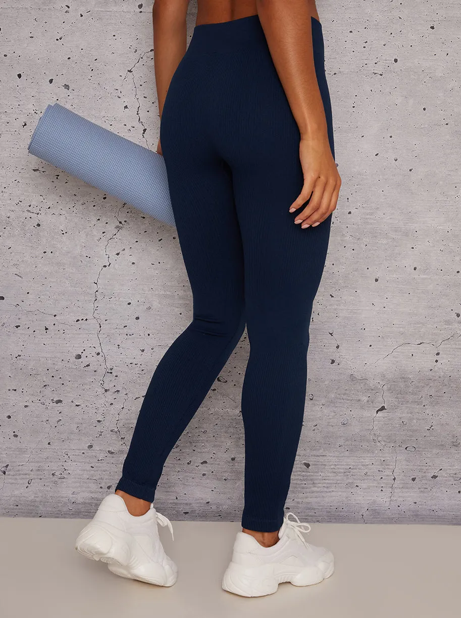 High Rise Sports Leggings in Navy sold by Chi Chi London product image thumbnail 4