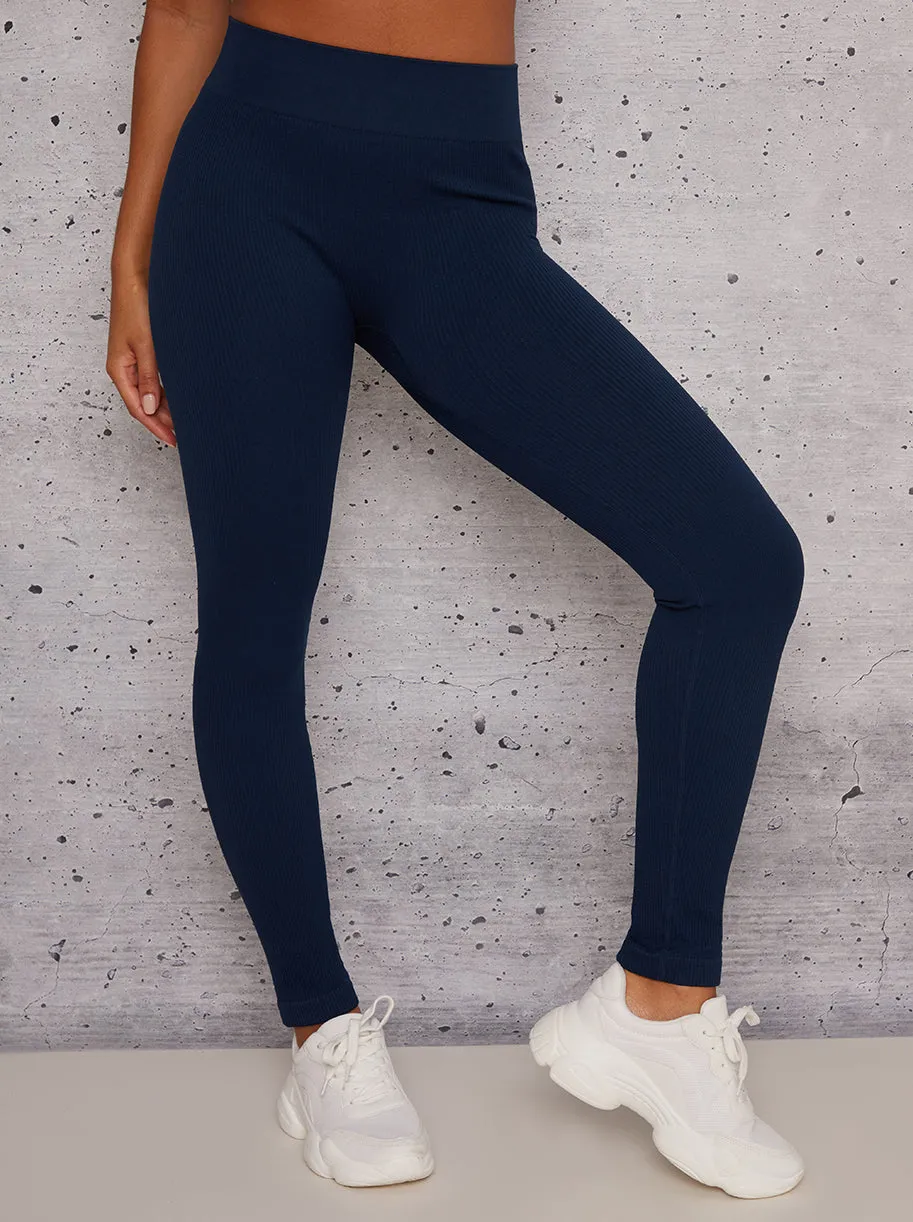 High Rise Sports Leggings in Navy sold by Chi Chi London product image thumbnail 2