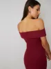 Tall Bardot Fishtail Maxi Dress in Red sold by Chi Chi London