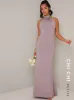 Petite Halterneck Backless Bodycon Maxi Dress in Purple sold by Chi Chi London