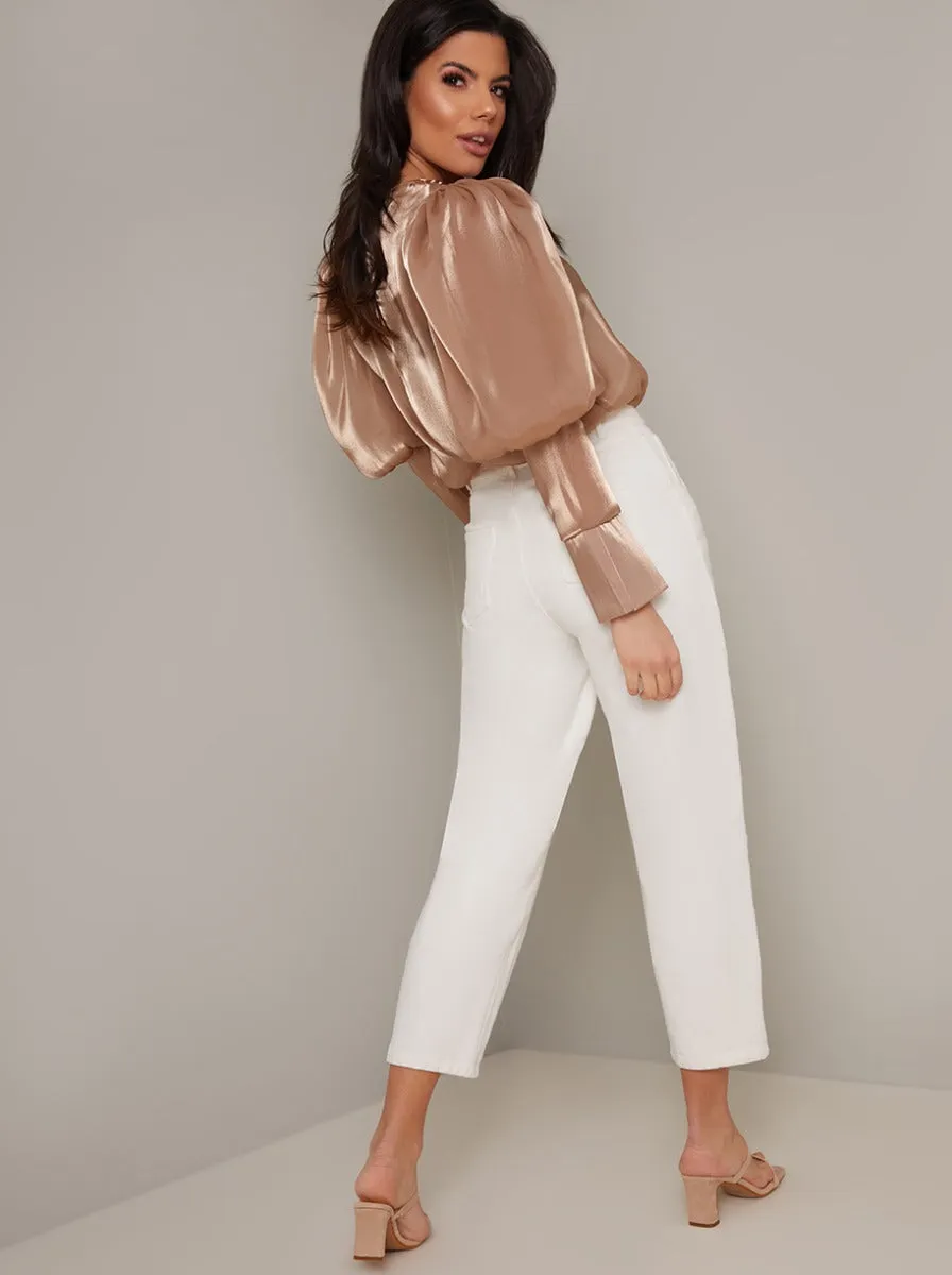 Balloon Sleeve Sheer Blouse Top in Brown sold by Chi Chi London product image thumbnail 2