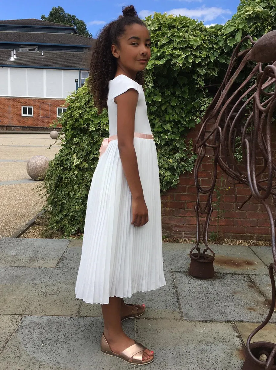 Lace Pleated Girls Midi Dress in White sold by Chi Chi London product image thumbnail 2
