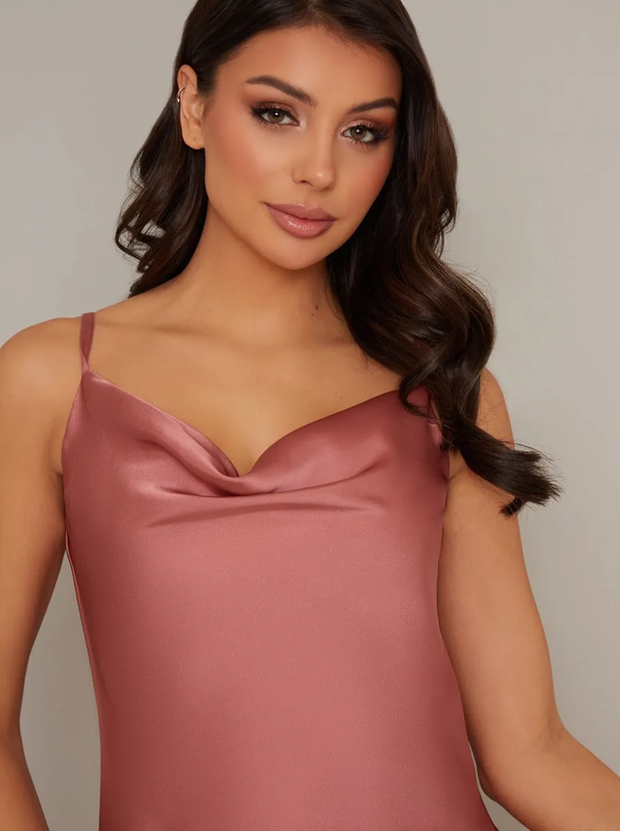 Cami Straps Cowl Back Midi Dress in Pink sold by Chi Chi London product image thumbnail 4