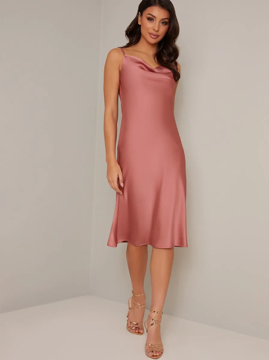 Cami Straps Cowl Back Midi Dress in Pink sold by Chi Chi London product image thumbnail 3