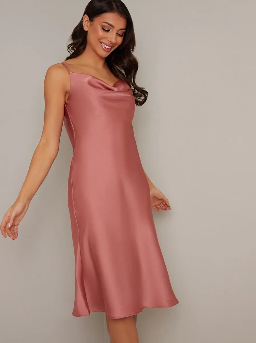 Cami Straps Cowl Back Midi Dress in Pink sold by Chi Chi London product image thumbnail 2