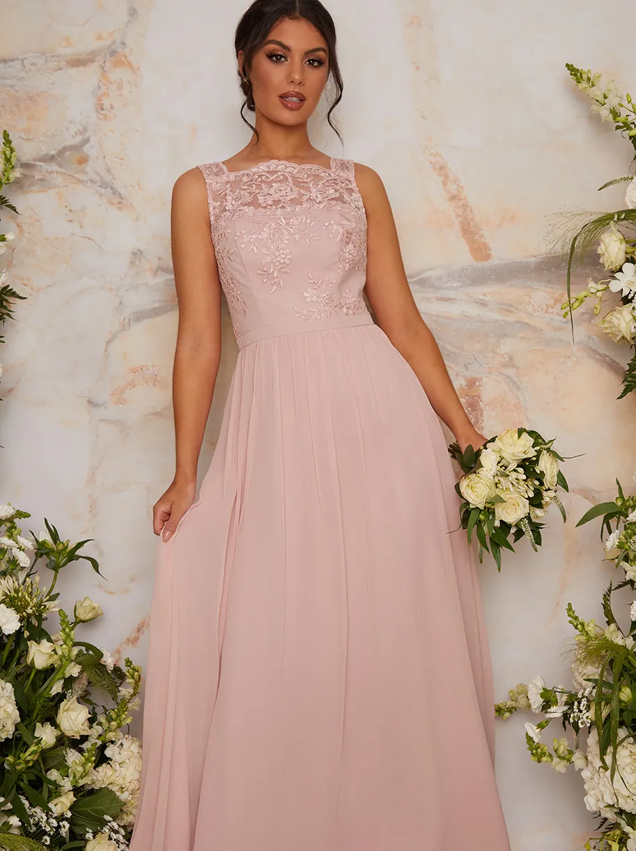 Lace Maxi Dress in Pink sold by Chi Chi London product image thumbnail 3