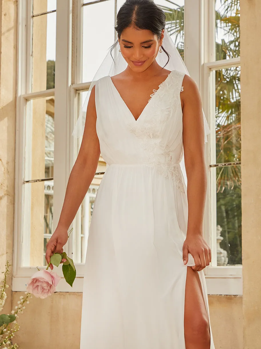 V Neck Drape Maxi Wedding Dress in White sold by Chi Chi London product image thumbnail 4