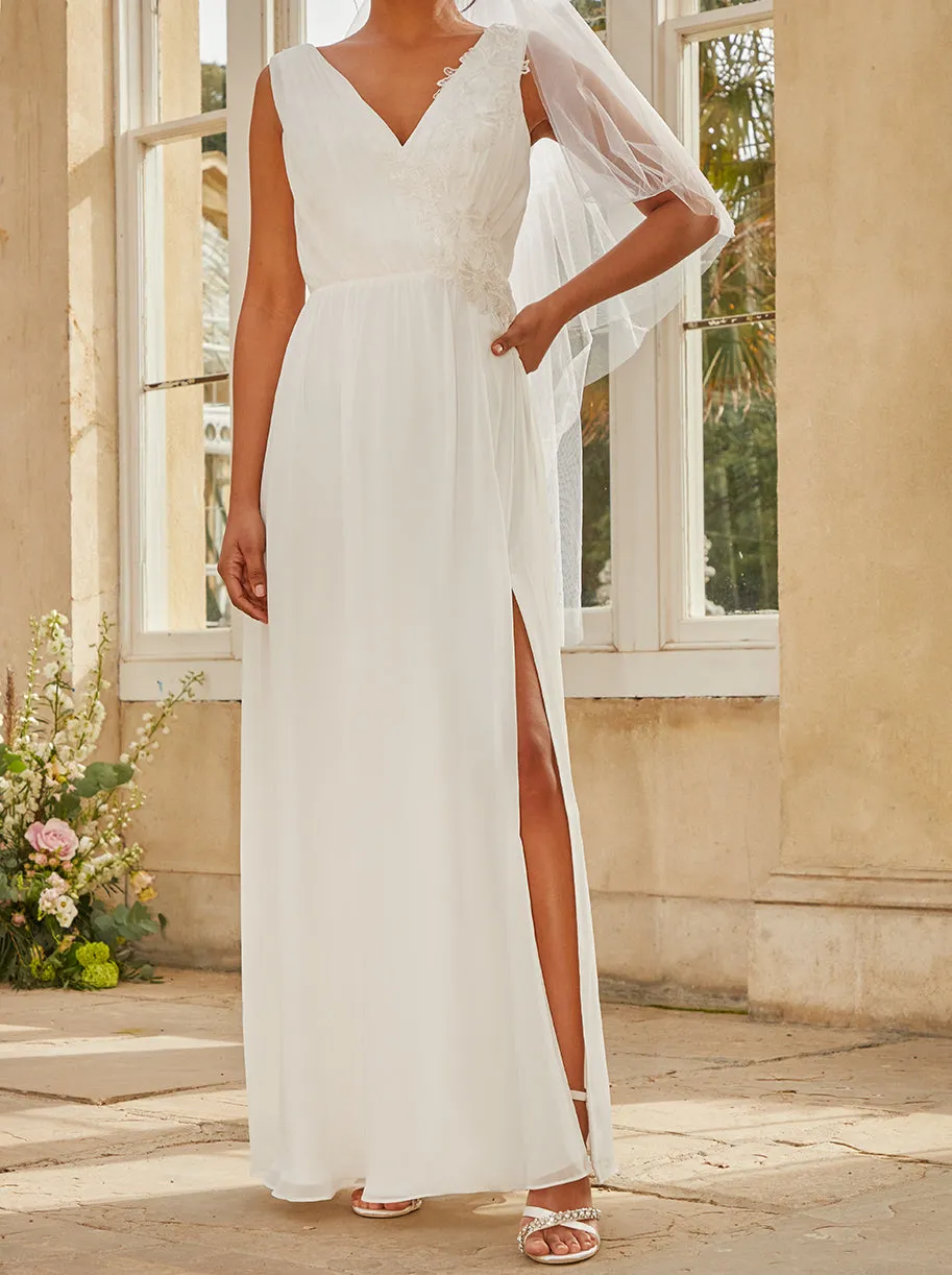 V Neck Drape Maxi Wedding Dress in White sold by Chi Chi London product image thumbnail 5