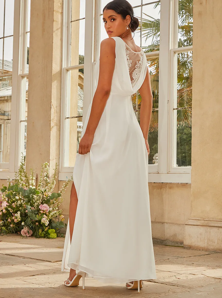 V Neck Drape Maxi Wedding Dress in White sold by Chi Chi London product image thumbnail 2